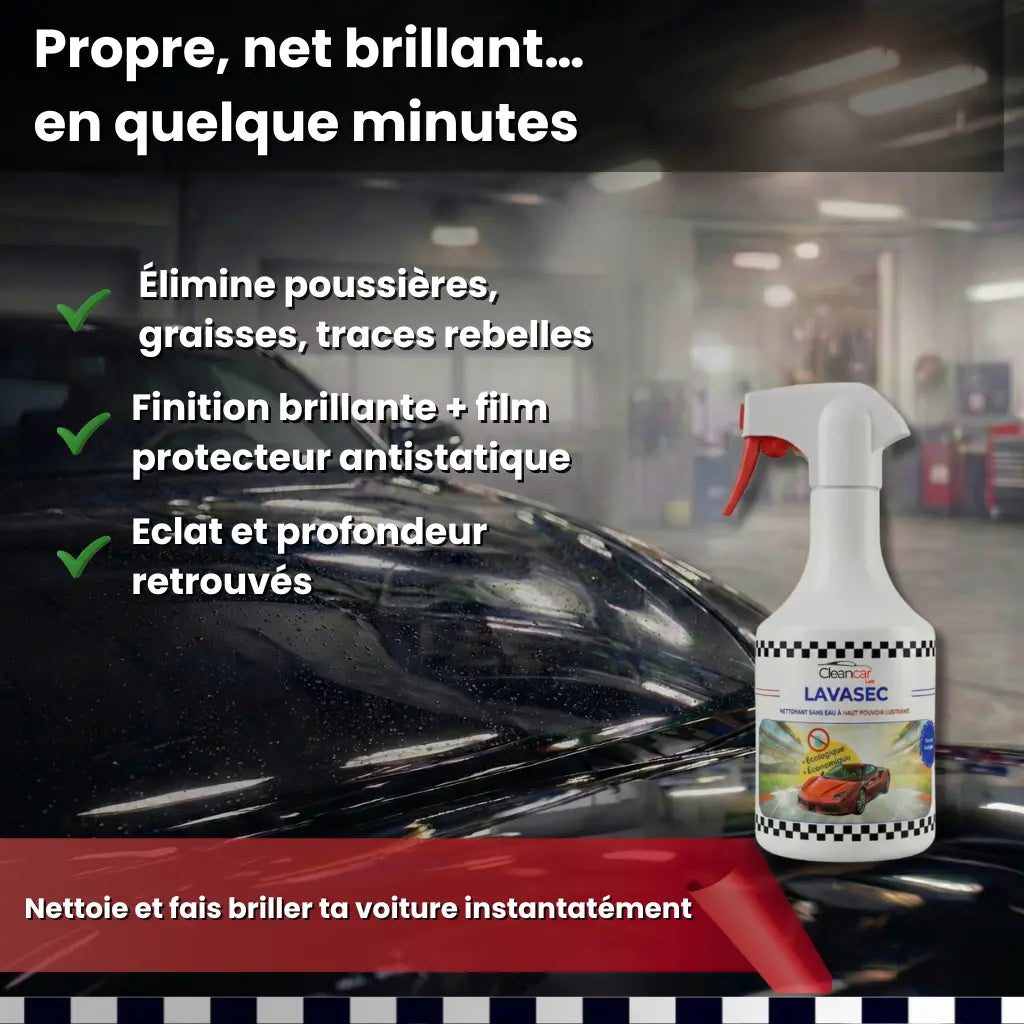 Nettoyant Voiture sans Eau Brillant - Lavasec Ma boutique