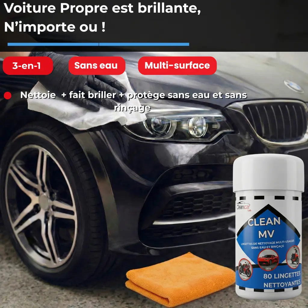 Lingettes Nettoyage Automobile Sans Eau et Sans Rinçage 3 en 1 Ma boutique