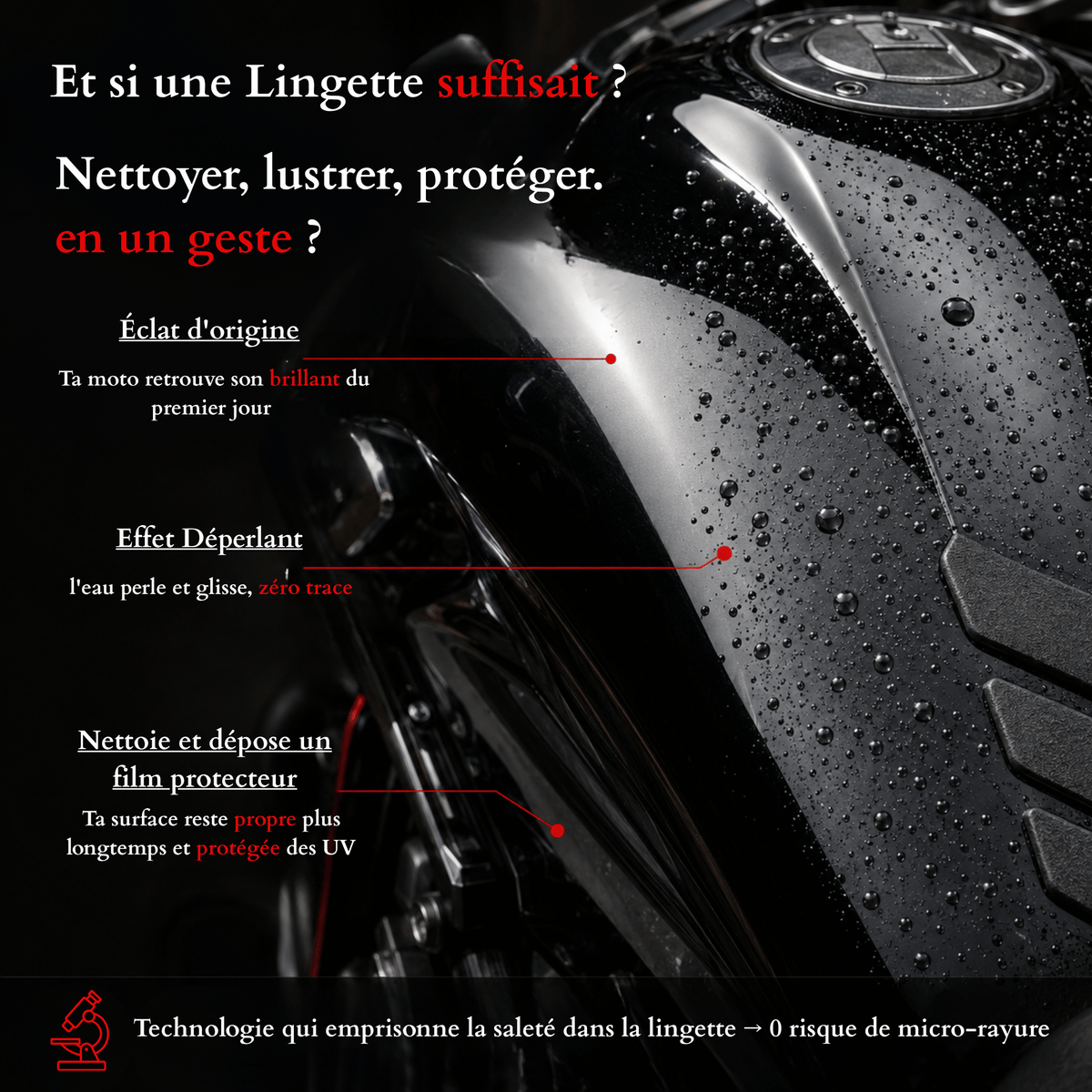Lingettes Lavage Voiture  Moto Sans Eau 3 en 1 – Nettoie, Lustre, Protège