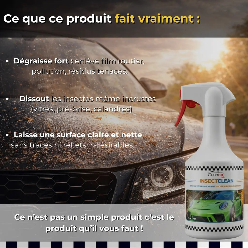Nettoyant vitre traces d’insecte automobile - InsectClean Cleancar Lab