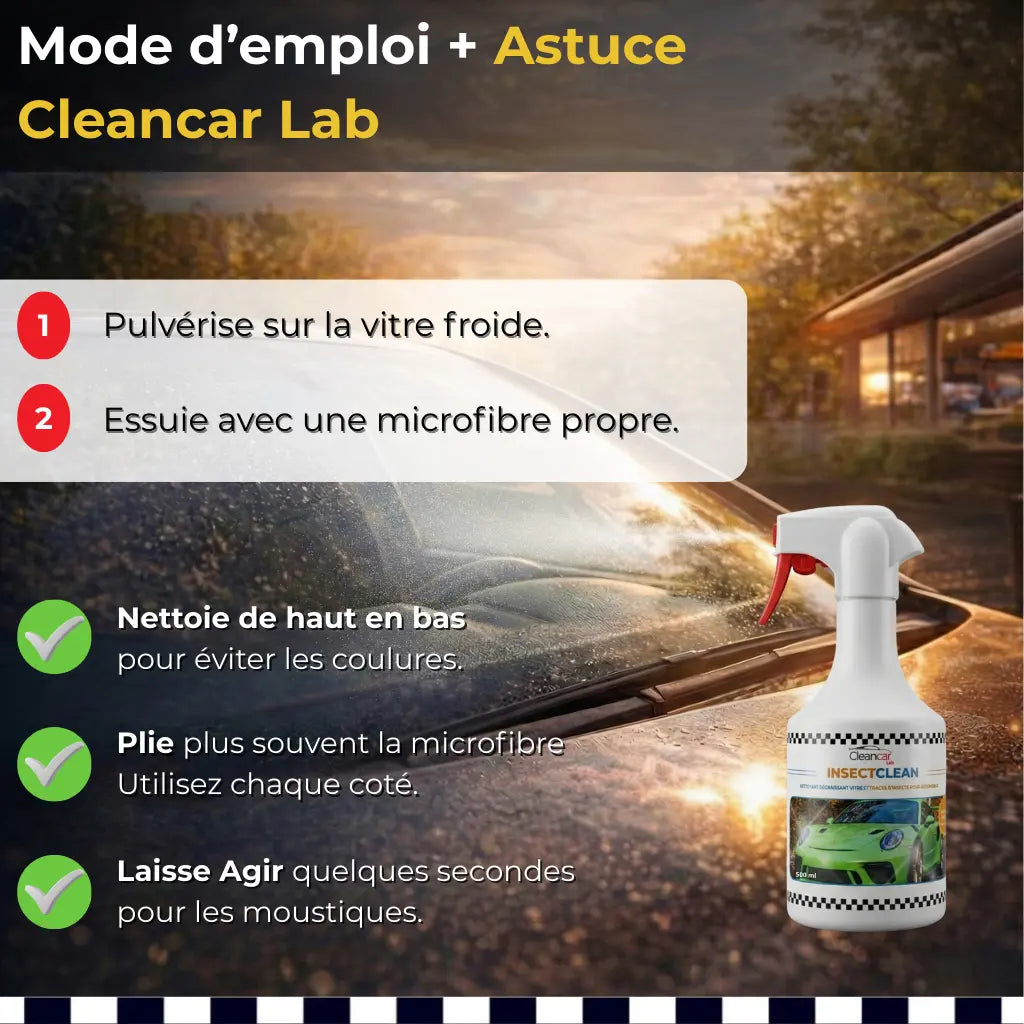Nettoyant vitre traces d’insecte automobile - InsectClean Cleancar Lab