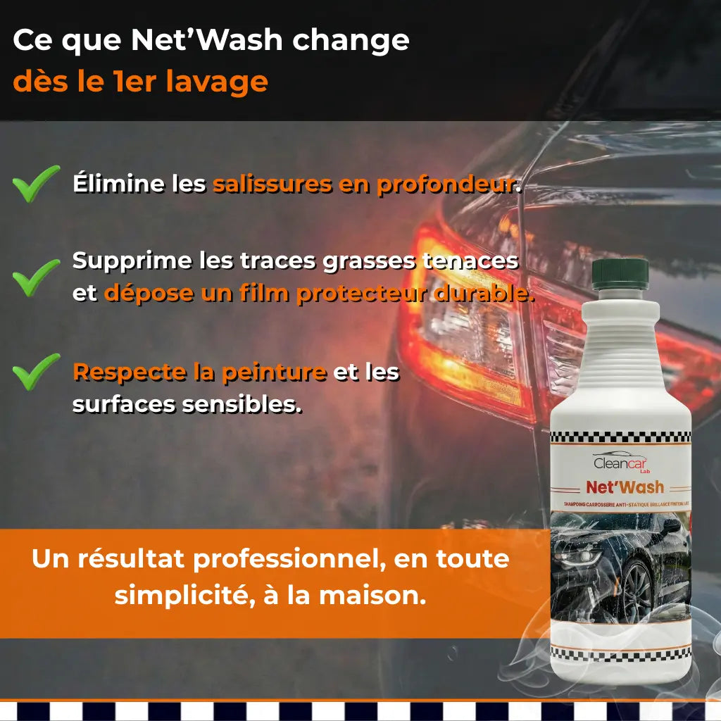 Shampoing Carrosserie Voiture Finition Luxe Net'Wash Cleancar Lab