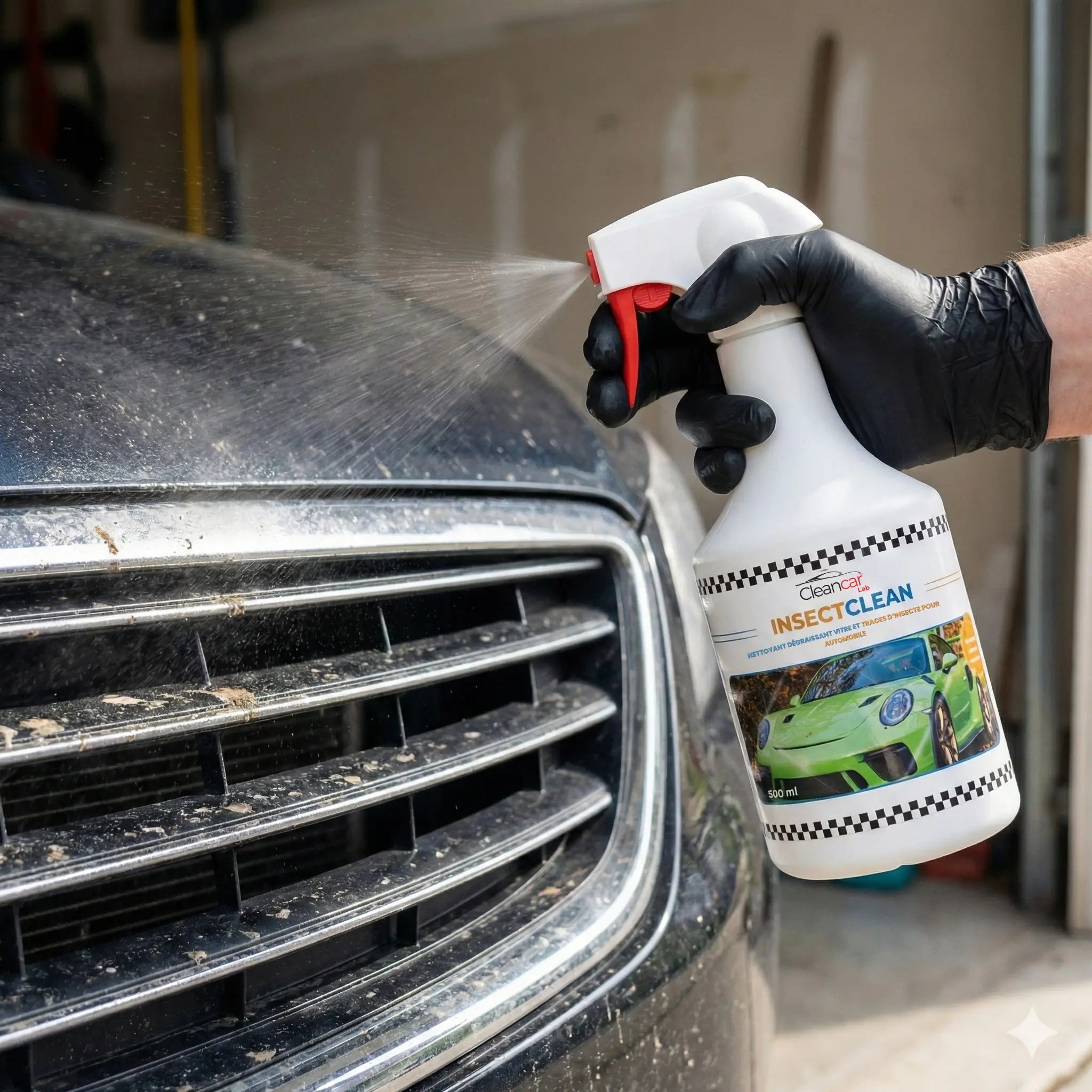 Nettoyant vitre traces d’insecte automobile